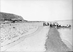 Shoreline at Lake Ferry, with fishing party