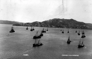 Part 5 of a 6 part panorama of Wellington Harbour during the 1913 Waterfront Strike