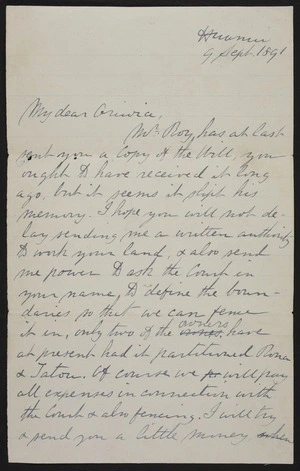Letter to Oriwia from Emma Rolfe