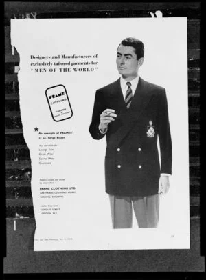Advertisement showing man in Serge blazer