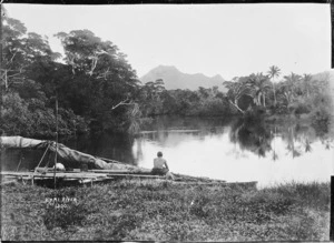 Fijian canoe on the banks of the Lami River, Viti Levu, Fiji