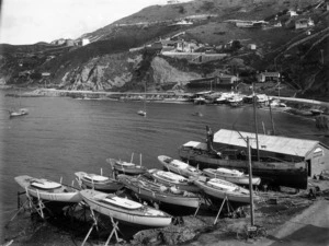 Balaena Bay, Wellington, with James Bringins' boatyard