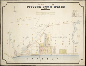 Wyles & Buck :Plan of Pitoone Town Board [ms map]. Compiled and drawn from official sources by Wyles & Buck, civil engineers, Wellington, 1886.