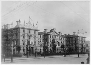 Government Buildings, Lambton Quay, Wellington, decorated for the coronation of King George V