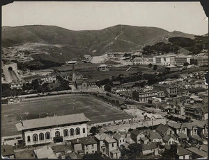 View of the Basin Reserve, Wellington College, and Mount Alfred