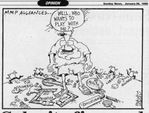 Walker, Malcolm, 1950- :MMP alliances... Well, who wants to play with me? Sunday News, 28 January 1996.