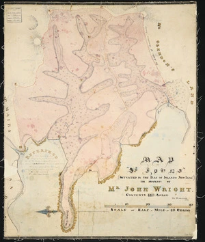 Florence, T., 1783-1867 :Map of St Johns (situated in the Bay of Islands, New Zeald.) the property of Mr. John Wright [ms map]. By Florence, 1836.