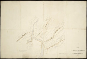 [Carrington, Wellington, 1814-1890 or Thomas, Joseph, b. 1803] :Plan of the country sections laid out on the Wanganui [Whanganui] [ms map]. 1841.