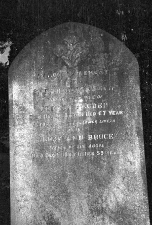 Grave of Sarah Elizabeth Pegden and Lucy Ann Bruce, plot 85.D, Sydney Street Cemetery.