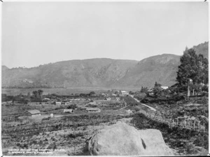 Pa at Te Wairoa, and surrounding area, prior to the Tarawera eruption - Photograph taken by Charles S Spencer