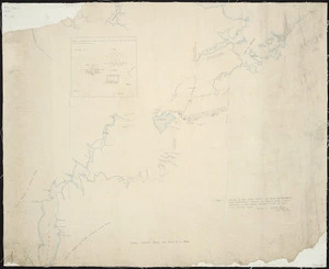 Ligar, Charles D. Whybrow, 1809-1879 :Sketch of the routes between the Bay of Islands and Hokianga, shewing the Native paths, and the position of the hostile Natives on the 8th May and 1st July, 1845 [ms map]. (Signed) C.D.W. Ligar Sur. Genl.