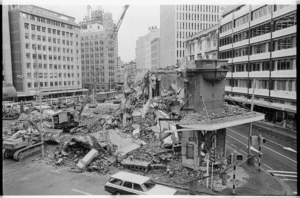 ANZ Bank demolition site on the corner of Grey Street and Lambton Quay, Wellington - Photograph taken by Ian Mackley
