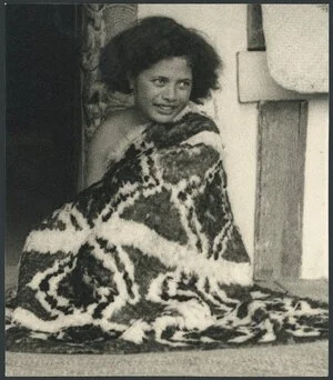 Maori girl in feather cloak