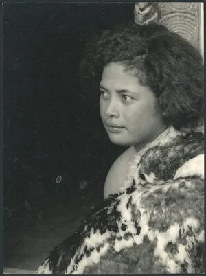 Maori girl in feather cloak