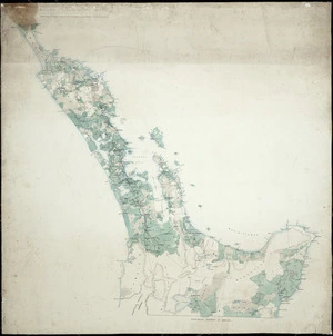 [Creator unknown]: [Map of] Auckland Provincial District [ms map]. Showing relative extent of European and Native landownership, ca. 1880.