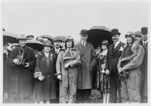 Aviators Charles Kingsford Smith and Charles Ulm, with others, in Trentham, Upper Hutt, Wellington
