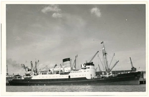 Creator unknown: Photograph of the ship Tofua berthed by a wharf