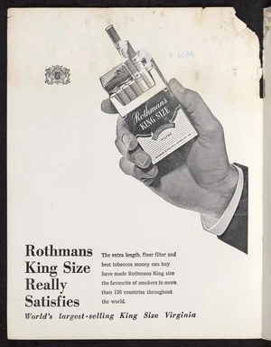 Rothmans of Pall Mall: Rothmans king size really satisfies; world's largest-selling King Size Virginia. [Rugby programme inside front cover. 1967]