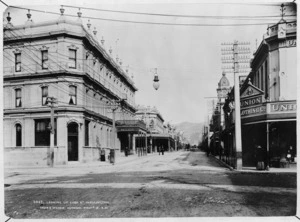 Muir and Moodie, fl 1898-1916 (Firm, Dunedin) : Photograph looking up Cuba Street, Wellington