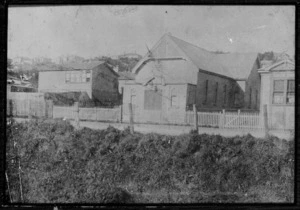 Street scene in Hataitai, Wellington, with a Wesleyan Church