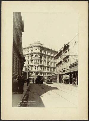 Muir and Moodie, fl 1898-1916 (Firm, Dunedin) :Photograph of Byko Corner (latterly Stewart Dawson's Corner), Wellington