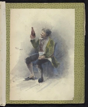 Hodgkins, Frances Mary, 1869-1946 :[Man holding bottle] 1889.
