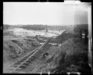 Twisted train tracks at the scene of the railway disaster at Tangiwai