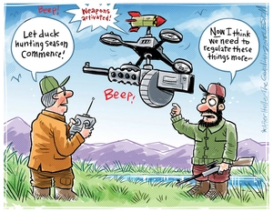 [A duck shooter wants to regulate duck hunting by drone]