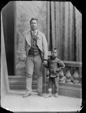 Unidentified Maori man and his son