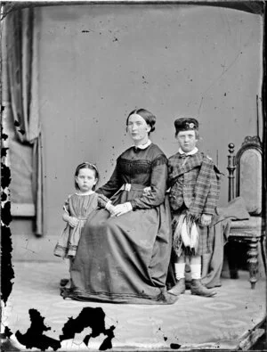 Unidentified woman and her son and daughter