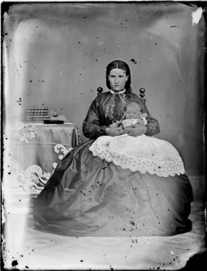 Unidentified woman and her baby