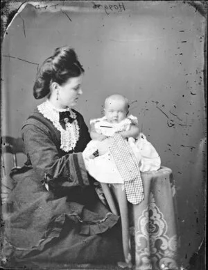 [Mrs?] Hogg and baby - Photograph taken by Thompson and Daley