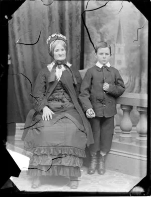 Unidentified woman and boy