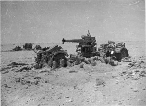Wrecked and abandoned German guns near Stuka Valley, Egypt, during World War II - Photograph taken by R C Gibson
