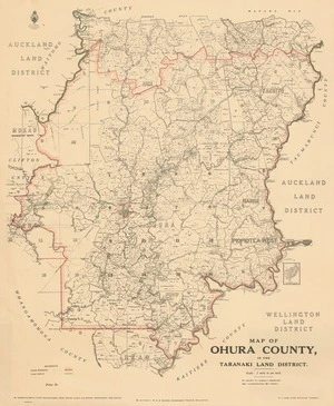 Map of Ohura County, in the Taranaki Land District.
