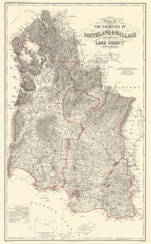 Map of the Counties of Southland and Wallace and part of Lake County / compiled and drawn by W. Deverell.