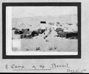 Desert camp for World War I soldiers, Bir el Abd, Egypt, Palestine campaign