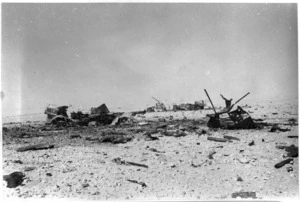 Wrecked enemy guns in Alam Nayil, Egypt, during World War II - Photograph taken by F T Allan
