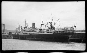 Creator unknown :Photograph of the ship Rotorua berthed in Wellington Harbour