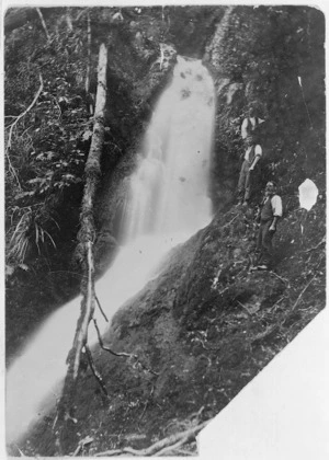 Waterfall and survey party - Photograph taken by Bob Whiteman