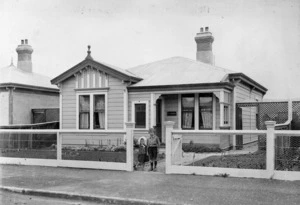 House and children at 13 Patrick Street, Petone