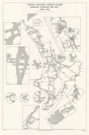 Traffic volumes - North Island, average vehicles per day, year 1963/ drawn by the Department of Lands and Survey; prepared by the Ministry of Works for the National Roads Board.