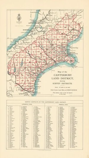 Map of the Canterbury Land District  showing survey districts [electronic resource].
