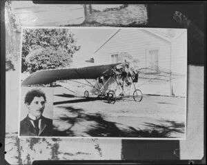 Early plane with inset of young man