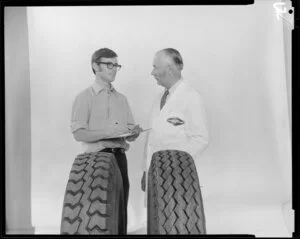 Goodyear two men posing with two tyres