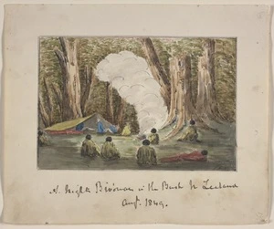 Wynyard, Robert Henry (Sir), 1802-1864: A night bivouac in the bush N Zealand Augt. 1849