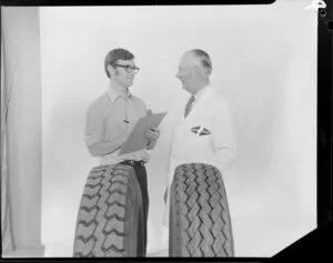 Goodyear two men posing with two tyres