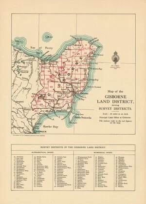 Map of the Gisborne Land District, showing survey districts [electronic resource].