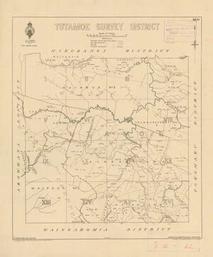 Tutamoe Survey District [electronic resource] / K.V. Kennedy, delt. Oct. 1929.