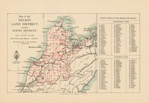 Map of the Nelson land district showing survey districts [electronic resource].